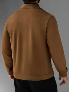 Manfinity Homme 男士純色流蘇設計休閒百搭日常穿著長袖夾克 - 卡其色 - 查看 2