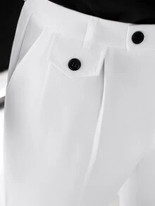Manfinity Mode Men's White Solid Color Durable Business Commute Slim Straight Leg Dress Pants - White - View 5