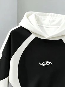 Daypath 男士 Techwear 黑白對比連帽衛衣，未來感風格，街頭穿搭，適合休閒穿著，送給男友的貼心禮物 - 彩色 - 查看 3