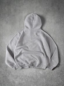 Manfinity EMRG Men's Star Print Drawstring Design Zip-Up Hooded Sweatshirt - Light Grey - View 3