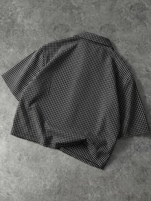 STYNVO 男士格紋休閒刺繡飛機扣短袖襯衫 - 黑色 - 查看 2