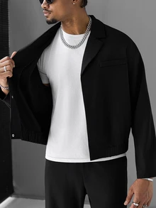 SLATEMANN Men's Minimalist Long Sleeve Shirt And Button Pocket Pants Set - Black - View 4