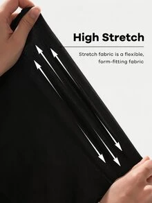 SHEIN Essnce Setelan Kasual 2 Potong untuk Wanita Ukuran Plus: Kaos Lengan Panjang Warna Polos dengan Hem Asimetris dan Celana Panjang Lebar - Hitam - View 9