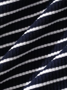 DAZY Spring/Autumn White & Navy Blue Striped Top With Solid Color Elastic Waist Pants Men's Loungewear Set - Multicolor - View 3