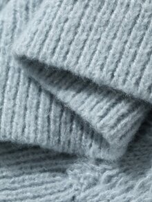 DAZY Women's Solid Color Loose Cable Knit Round Neck Long Sleeve Casual Formal Holiday Autumn Winter Pullover Sweater - Blue - View 8