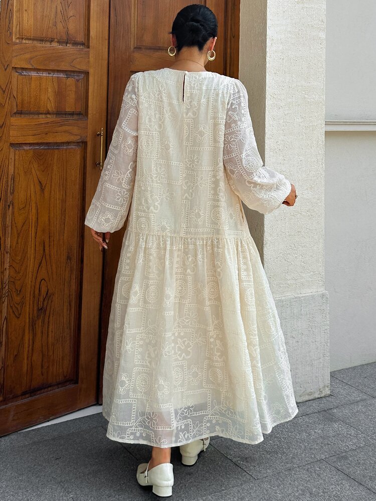 Dazy Plus Lace Long Dress Vacation Style Sleeveless Elegant Spring Summer Plus Size Women Long Dress Fall - Apricot - View 2
