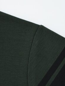 Manfinity Homme 男士秋冬條紋套頭針織毛衣內搭層 - 軍綠色 - 查看 3