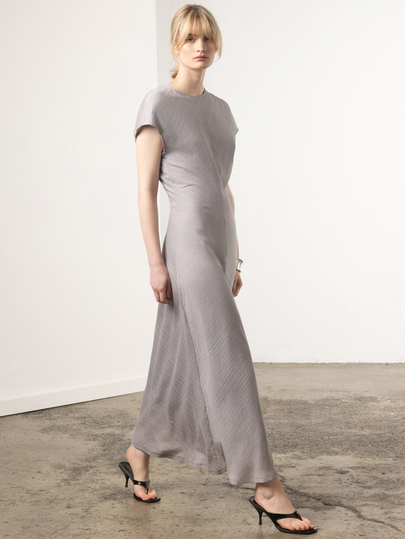 KÆRIA Hus Marel Bias Cut Midi Dress - Tercel Blend - Ice Blue - Feminine,Summer, Wedding, Party, Dress, Elegant, Casual, French, Formal, Day