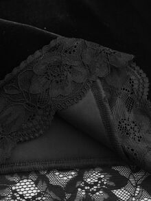 LUMIGAL French Gothic Goth Style Long Sleeve Elegant Mesh Lace Patchwork Bodycon Dress 2026 Women's New Button Design Exquisite Black Bodycon Velvet Evening - Black - View 5