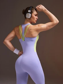 Powerista Women's Sleeveless Tight-Fitting Jumpsuit - Purple - View 1