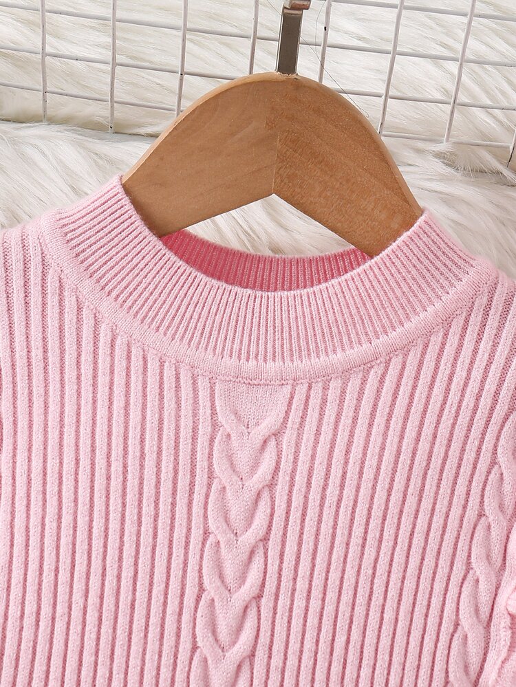 SHEIN Young Girls Sweater Autumn Dresses Kids - Pink - View 6