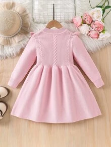 SHEIN 女童（小）毛衣洋裝 - 粉色 - 查看 5