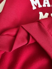 LMoss Kids Baby Boy Knitted Letter Pattern Crew Neck Casual Sweatshirt And Long Pants 2-Piece Set - Red - View 9