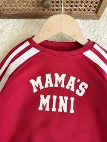 LMoss Kids Baby Boy Knitted Letter Pattern Crew Neck Casual Sweatshirt And Long Pants 2-Piece Set - Red - View 4