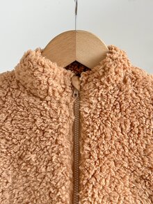 Cozy Pixies 女嬰女童針織可愛人造毛熊圖案休閒百搭小立領長袖開襟外套 - 彩色 - 查看 5