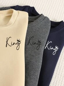 SHEIN 6pcs/Set Babyboy Autumn/Winter Cute Casual Knit Solid Color Letter Pattern Sweatshirt And Joggers Set, Basic Multi-Piece Sweatshirt And Sweatpants Set, Autumn/Winter Set - Multicolor - View 4