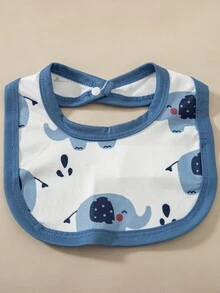 SHEIN 5pcs Newborn Baby Boy Romper Swaddle Set Cute White Blue Elephant Print Bow Long Sleeve Round Neck Lightweight Party Spring Baby Blue Cozy New Arrival - Blue - View 7