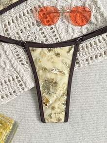 Swim SXY 女款夏季海灘拼色掛脖綁帶性感比基尼三角褲兩件式泳衣套裝 - 彩色 - 查看 8