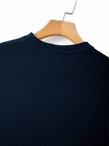 Manfinity Hypemode Men's Solid Color Casual Daily Knit Top - Navy Blue - View 7