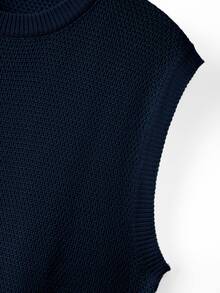 Manfinity Hypemode Men's Solid Color Casual Daily Knit Top - Navy Blue - View 6