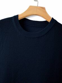 Manfinity Hypemode Men's Solid Color Casual Daily Knit Top - Navy Blue - View 4