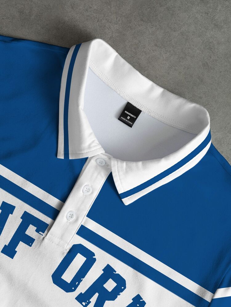 HypeHours Men's Classic Whale Split Color Block Striped Casual Polo Shirt, Suitable For Daily Wear And Gatherings, Summer/Autumn, Essential For Vacation And Travel, Formal, Old Money - Multicolor - View 3