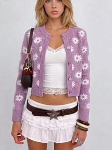Sundraya Cárdigan informal de mujer con estampado floral, otoño/invierno - Multicolor - Ver 1