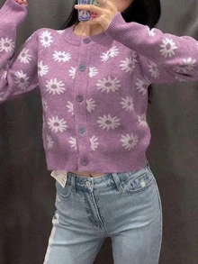 Sundraya Cárdigan informal de mujer con estampado floral, otoño/invierno - Multicolor - Ver 4