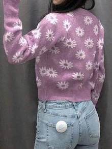 Sundraya Cárdigan informal de mujer con estampado floral, otoño/invierno - Multicolor - Ver 2