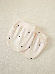 SHEIN 女嬰 6 件套波點連身衣套裝，蕾絲荷葉邊連腳連身衣，含包巾、帽子、圍兜、手套、髮帶，新生兒嬰兒醫院禮物 - 白色 - 查看 10