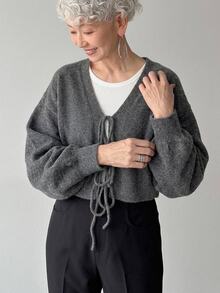 FRIFUL Busana Musim Gugur Korea untuk Wanita: Sweater Rajut Warna Polos untuk Wanita Paruh Baya - Grey - View 15