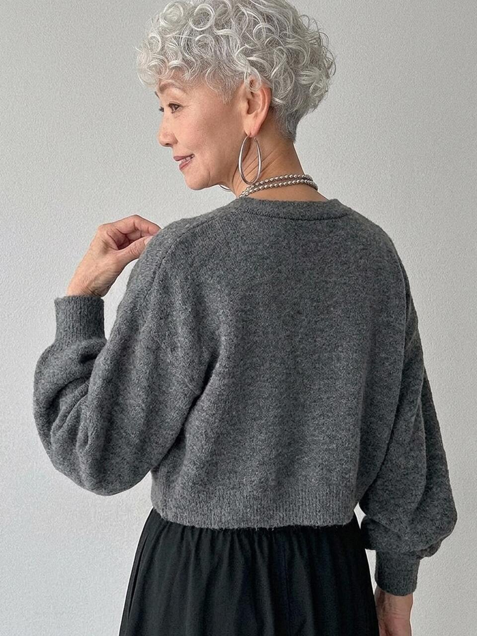 Women's Korean Autumn Outfit Solid Color Middle-Aged Women's Knit Sweater