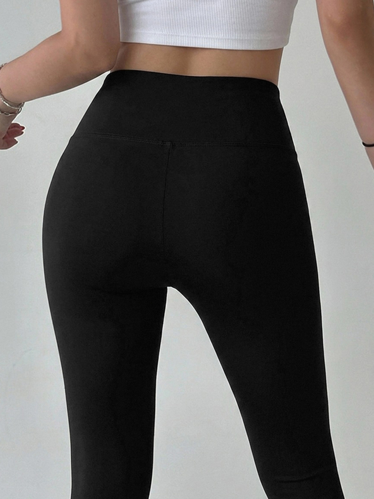 DAZY Women's Solid Color Elastic Slim Fit Short High Waist Leggings Black Athleisure All Season - Black - View 7