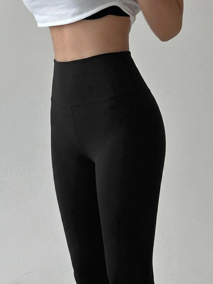 DAZY Women's Solid Color Elastic Slim Fit Short High Waist Leggings Black Athleisure All Season - Black - View 1