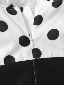 SHEIN 少女優雅蕾絲領長袖兩件式拼接洋裝，適合春/秋季旅行、度假、派對及其他外出場合 - 黑色 - 查看 6