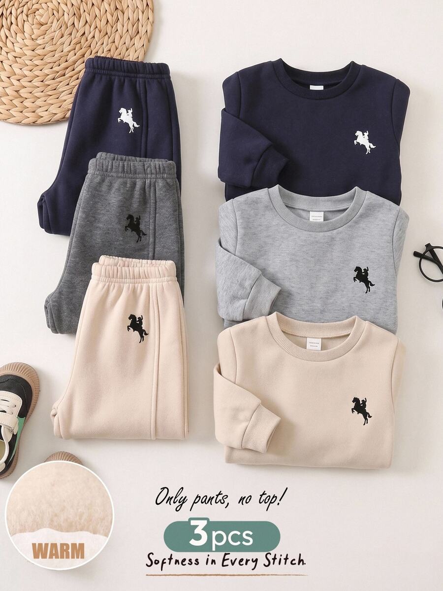 Cozy Pixies Baby Boy Knight Pattern Casual Daily Wear Sweatpants 3pcs Set - Multicolor - View 1