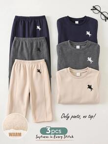Cozy Pixies 男嬰騎士圖案休閒日常穿著運動長褲 3件套 冬季 - 彩色 - 查看 9