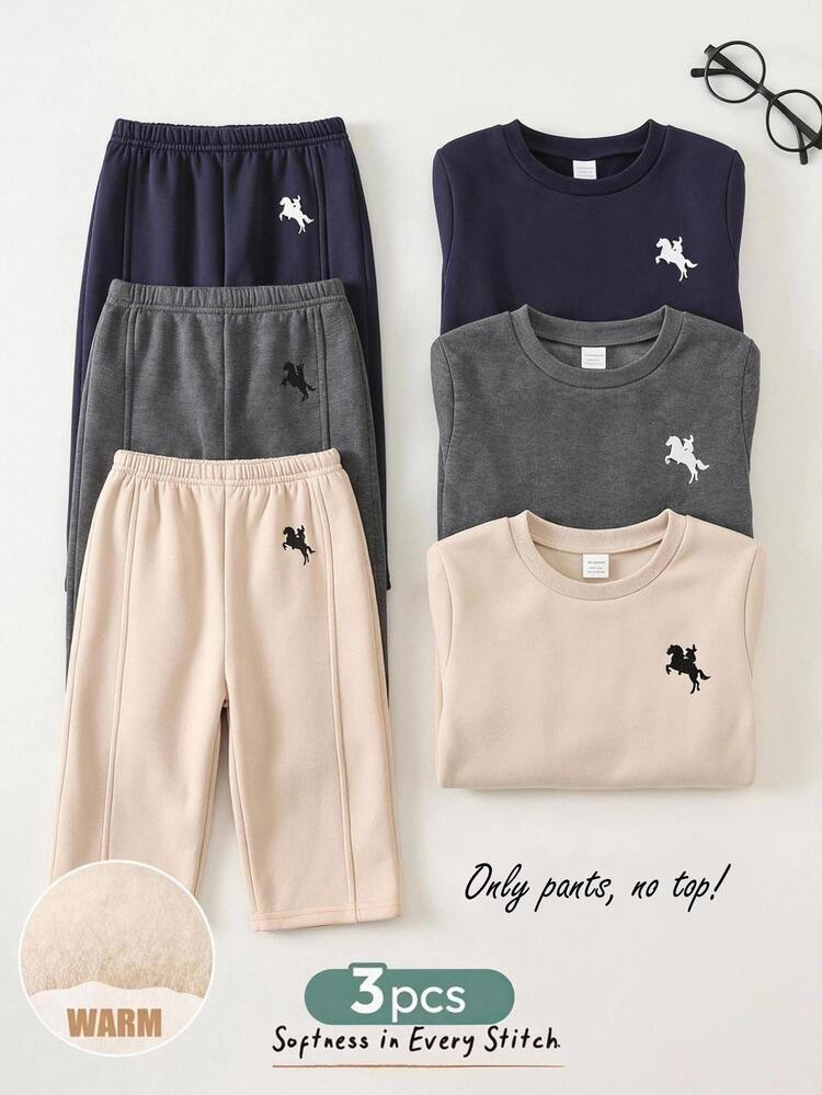 Cozy Pixies Baby Boy Knight Pattern Casual Daily Wear Sweatpants 3pcs Set Winter - Multicolor - View 9