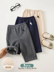 Cozy Pixies 男嬰騎士圖案休閒日常穿著運動長褲 3件套 冬季 - 彩色 - 查看 3
