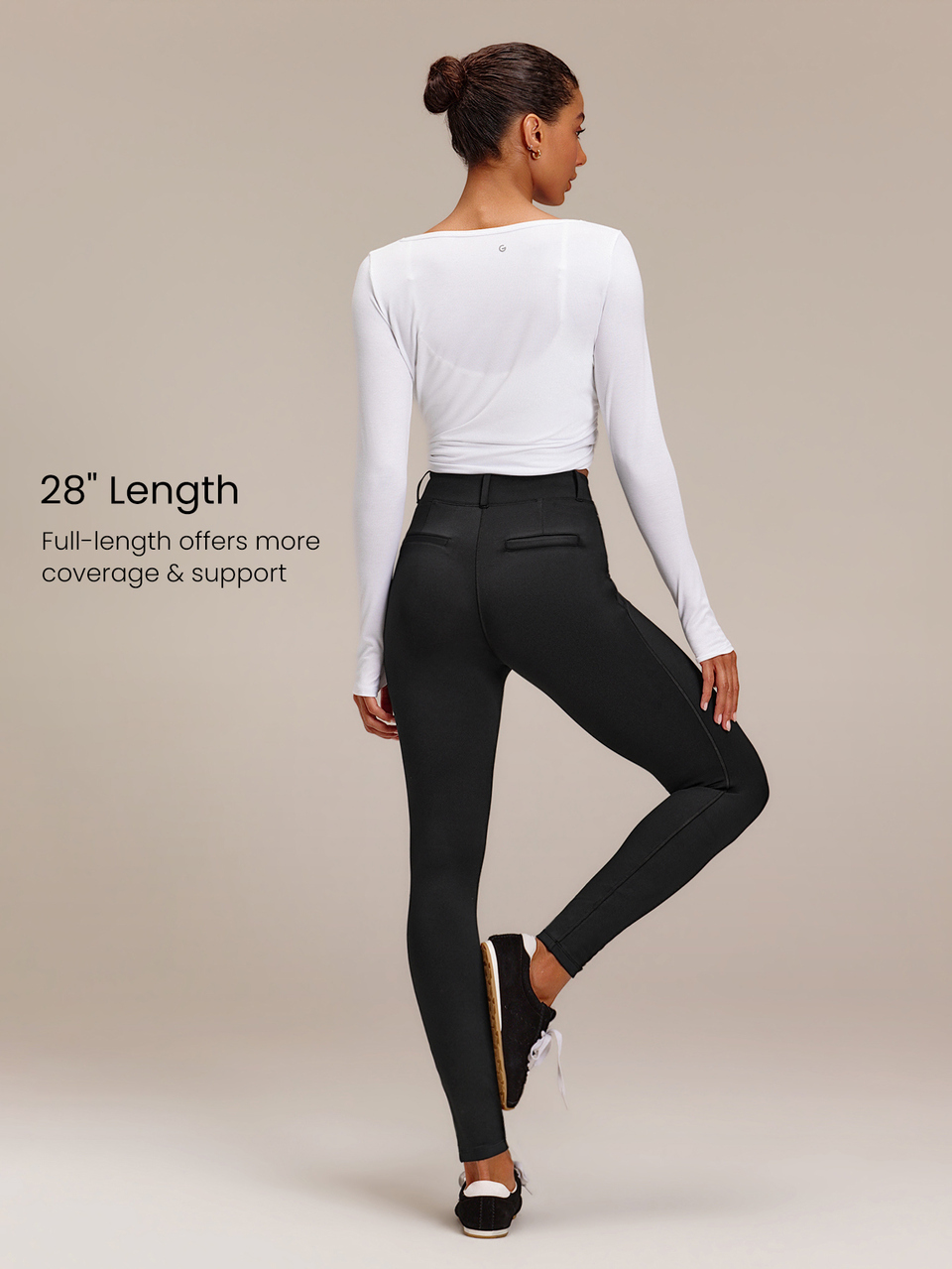 28" FeatherFit™-Warm Everyday Ease Ultra-High-Rise Pull-On Work Leggings With Belt Loops, Faux Placket & Zip Pockets Yoga Studio Daily Winter Wear