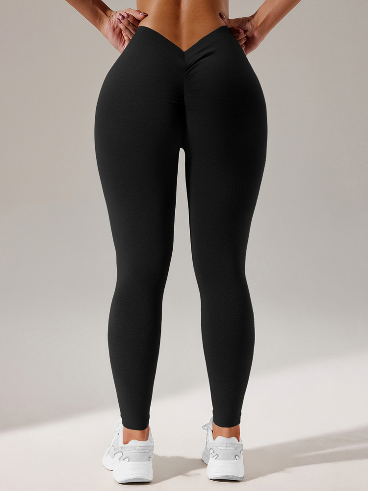 SHEIN Unity Plus Size Women Solid Color High Waist Tight Leggings - Black - View 7