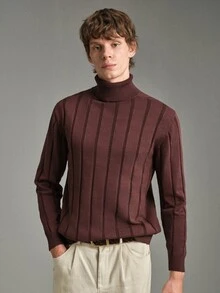 Manfinity CityGents Men's Cotton High Neck Long Sleeve Casual Versatile Sweater - Multicolor - View 8