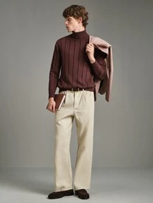 Manfinity CityGents Men's Cotton High Neck Long Sleeve Casual Versatile Sweater - Multicolor - View 4
