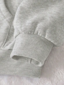 SHEIN 女士休闲落肩连帽卫衣，秋冬季长袖上衣，毕业季、教师节、返校季套头衫 - 淺灰色 - 查看 4