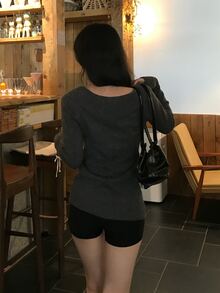 DAZY Women's Off-Shoulder Long Sleeve Sweater, Korean Style, Elegant, Autumn/Winter - Grey - View 2