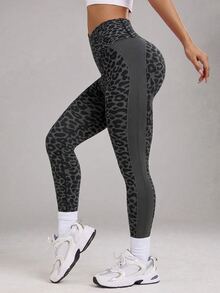 Easithlete Easithlete 1pc Seamless High Elastic V-Cross High Waist, Targeted Buttock Muscle Lifting, Shaping Full Peach Butt Workout Leggings For Women - Black - View 4