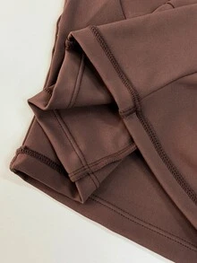 Nuvra Women's Brown 3D Textured Knit T-Shirt For Yoga, Jogging, Pilates - Brown - View 6