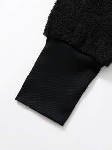 Rusticease Plus Size Fashionable Comfortable Colorblock Long Sleeve Hooded Jacket - Black - View 6