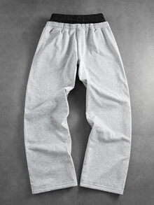 ROMWE MEN Men's Gun Print Double Waistband Loose Sweatpants - Grey - View 4
