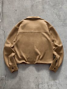 AXEPEAK Men's Casual Versatile Long Sleeve Jacket With Airplane Buckle Placket - Camel - View 2